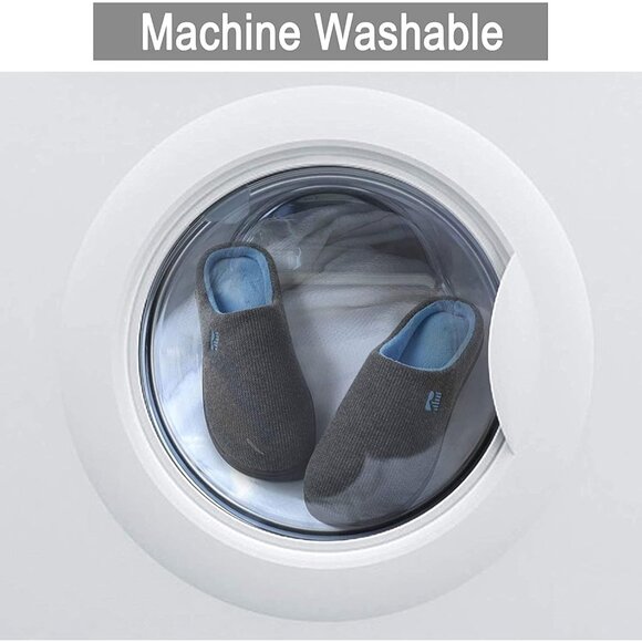 Women Dark Gray-Blue Two-Tone Memory Foam Slipper Closed-Toe Indoor House Shoes - Picture 8 of 8